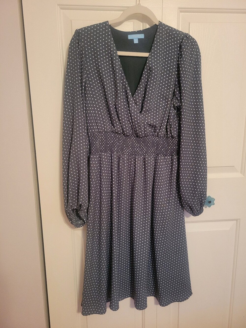 Draper James Green Polka Dot Long-Sleeve Wrap Dress